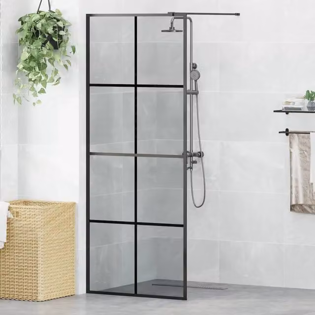 Parete Doccia Walk-in Nero 80 x 195 cm vetro temperato 42022047