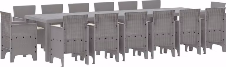 Set da Pranzo per Giardino 15 pcs Grigio chiaro Rattan Polt
