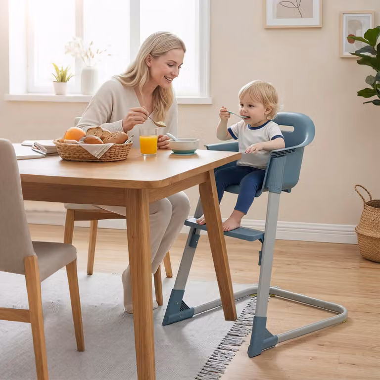 Seggiolone pappa alto Costway in polipropilene con vassoio e cuscino rimovibili, per bambini da 6 a 36 mesi, disponibile in grigio o blu