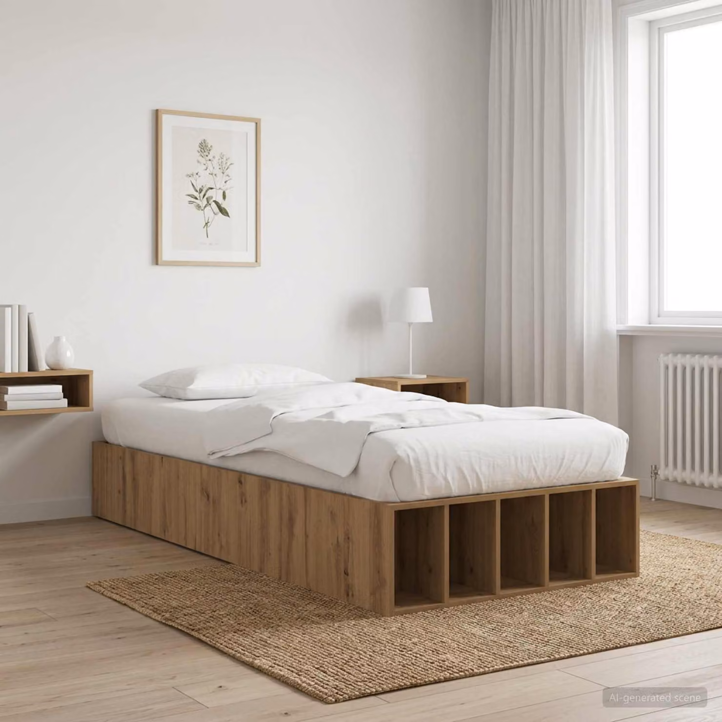 vidaXL Telaio del letto con contenitore in legno Rovere Artigianale, Colore Marrone, L 80 x P 200 cm
