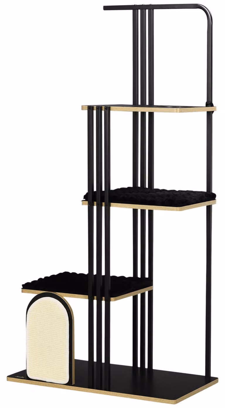 PawHut, tiragraffi per gatti, altezza 170 cm, struttura multistrato, acciaio, colore nero