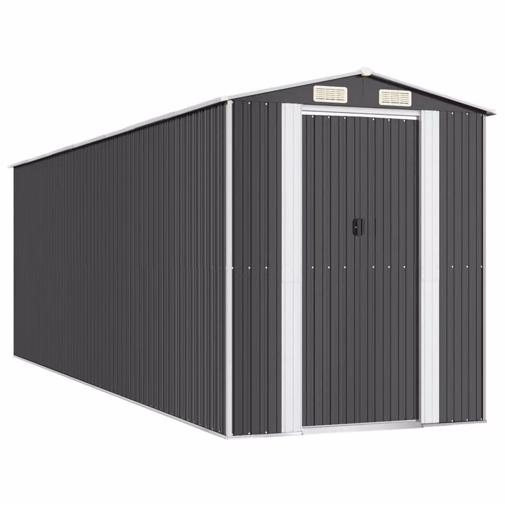 Capanno da Giardino Antracite 192x606x223 cm in Acciaio Zincato