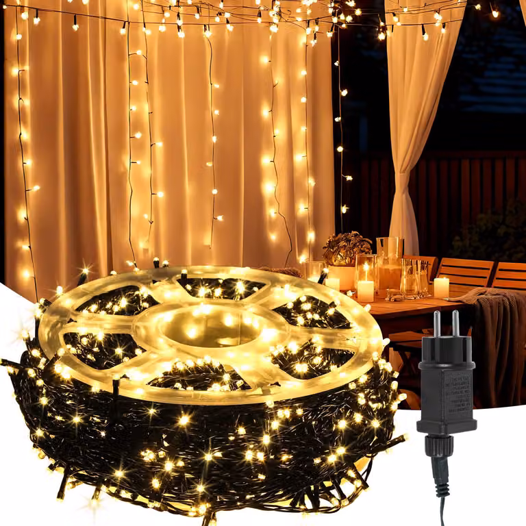 Izrielar LED luci fiabesche 50M 500LEDs IP44 con 8 modalità per interni Natale festa giardino operazione scintillante effetto stella decorazione bianco caldo