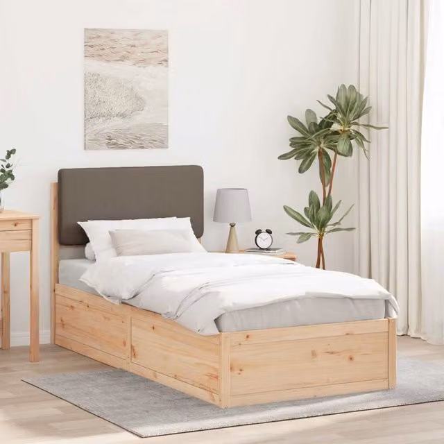 Letto con Testiera Rivestita-Struttura Letto con Testiera Talpa 90 x 190 cm Pino massello 868062