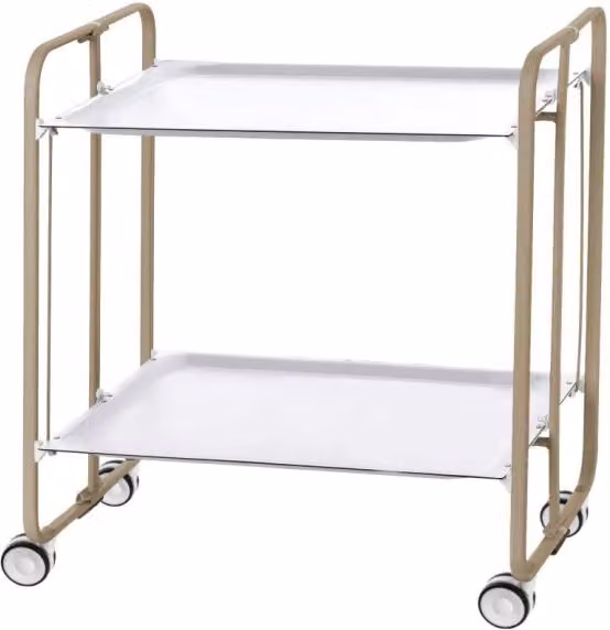Carrello da cucina pieghevole Don Hierro color sabbia con 2 ripiani, H 72,0 cm x L 43,0 cm x P 66,0 cm – 1