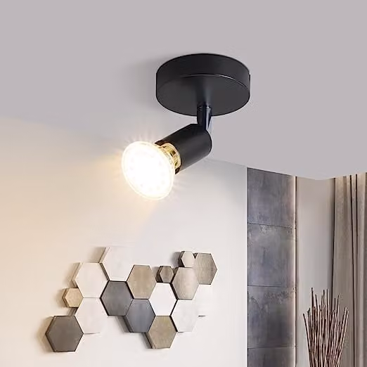ZMH Faretto da soffitto a LED 1 fiamma nero Plafoniera moderna GU10 Faretto da soffitto orientabile 330°Faretto da parete orientabile soggiorno camera da letto corridoio