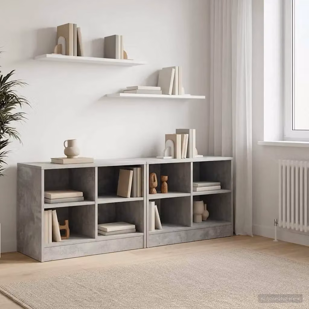Set di 2 armadietti per letto Design In in colore grigio cemento, L 66 cm x P 33 cm x H 48 cm, modello CFW4840763 – 2