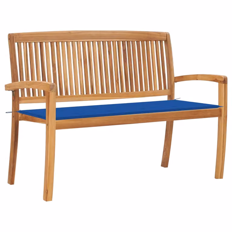 Panca da giardino impilabile con cuscino 128,5 cm in teak massiccio