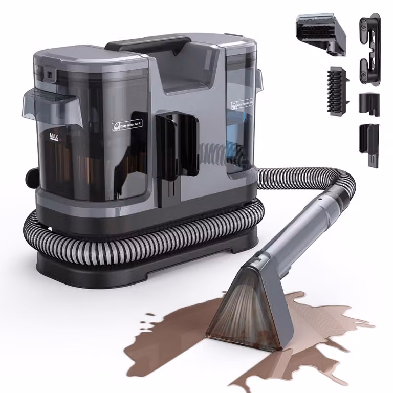 Lubluelu A6, pulitore multifunzione 3-in-1: aspirapolvere, pulitore per tappeti e imbottiti, potenza 600W, 15000Pa, serbatoio doppio da 1,75L + 1L, detergente per macchie per divani, imbottiti e auto, colore grigio