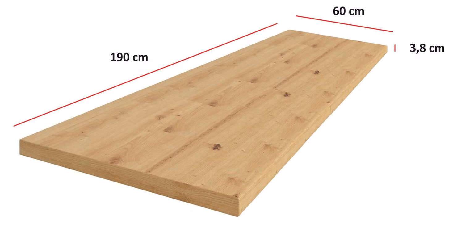 Piano di lavoro da cucina 190 cm, 38 mm; angolo cottura; blocco cucina in rovere Artisan Eko Stilo