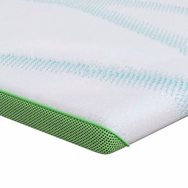 Topper per materasso in foam Bianco e Verde L: 140 cm, P: 190 cm