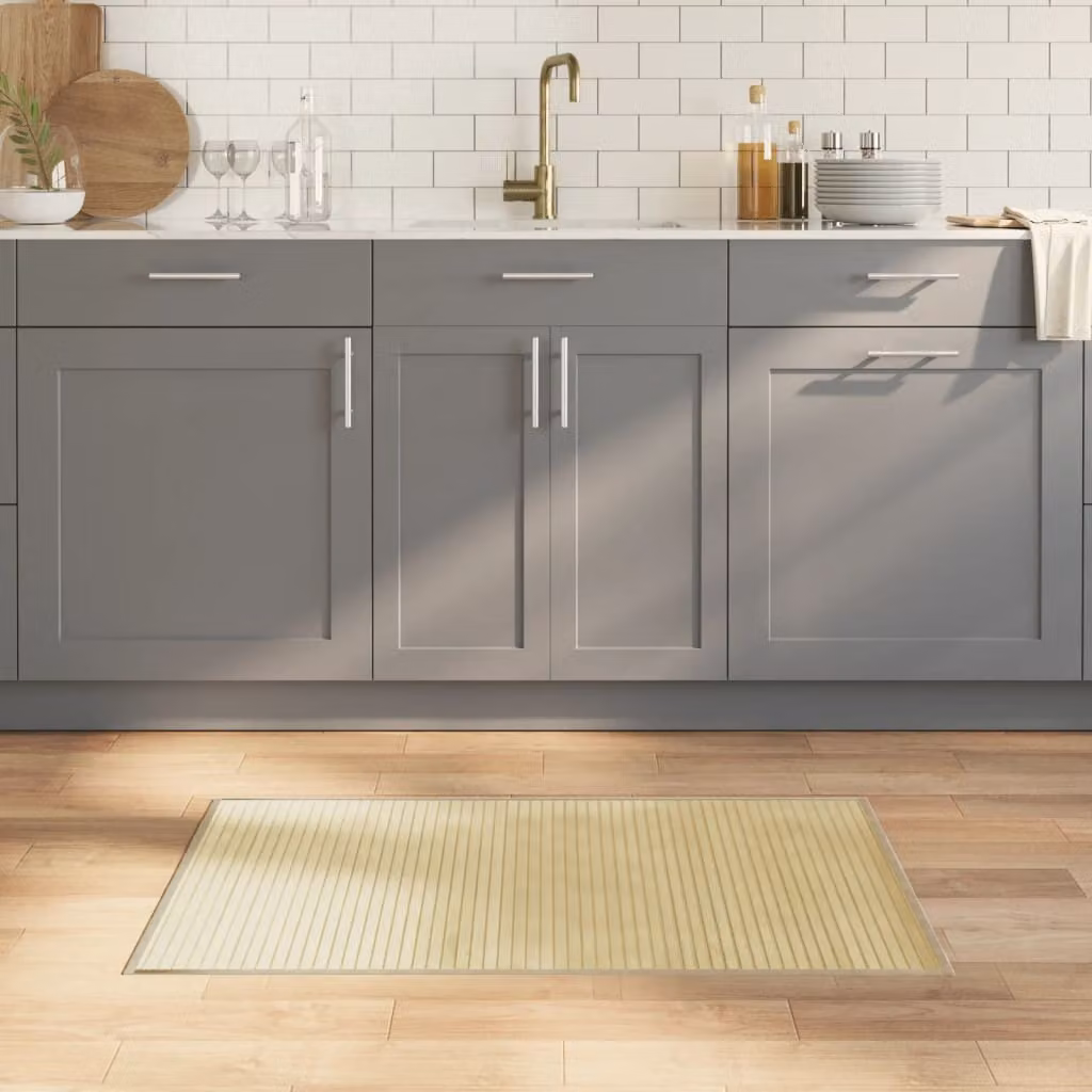 Tappeto rettangolare moderno vidaXL in bambù e polipropilene, colore beige, L: 100 cm, P: 60 cm