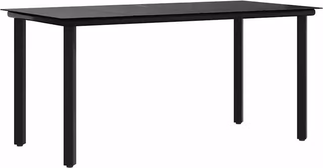 Tavolo da pranzo da giardino rettangolare in acciaio verniciato nero e vetro temperato L: 160 cm, P: 80 cm, H: 74 cm – 1