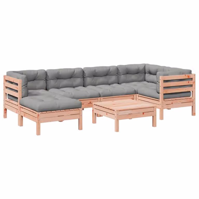 Set Divani Giardino 7 pz Cuscini Legno Massello Abete Douglas