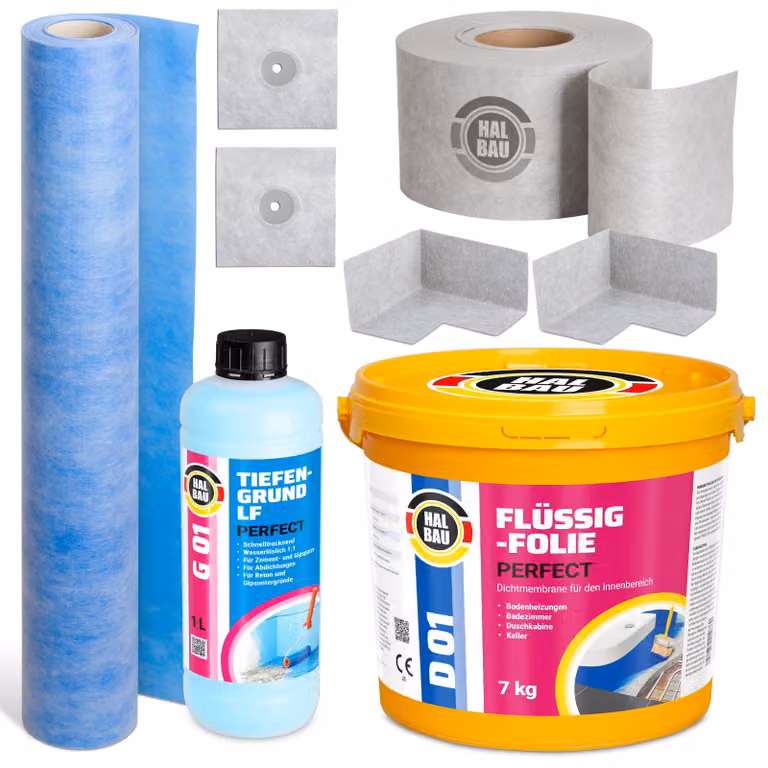 Set di impermeabilizzazione Pellicola liquida 7 kg Nastro impermeabilizzante Giunti angolari Manicotti 5 m² Membrana impermeabilizzante H501