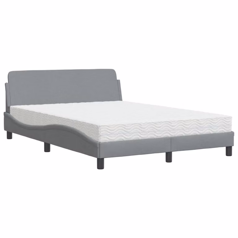 Letto con Materasso Dover Grigio Chiaro 140x200cm Tessuto