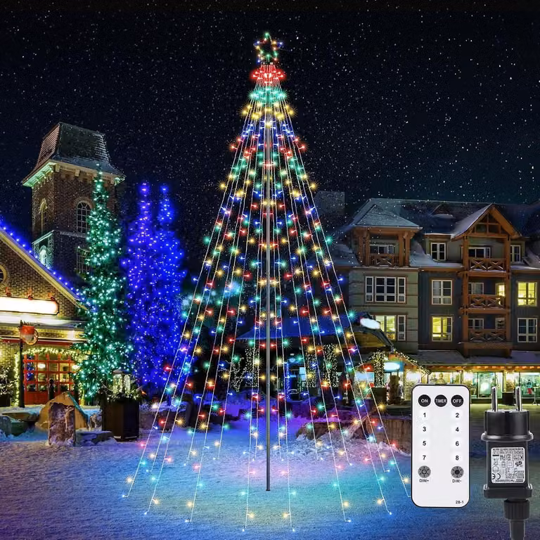 Illuminazione natalizia per esterni, lunghezza 2,3 metri, 274 LED multicolore
