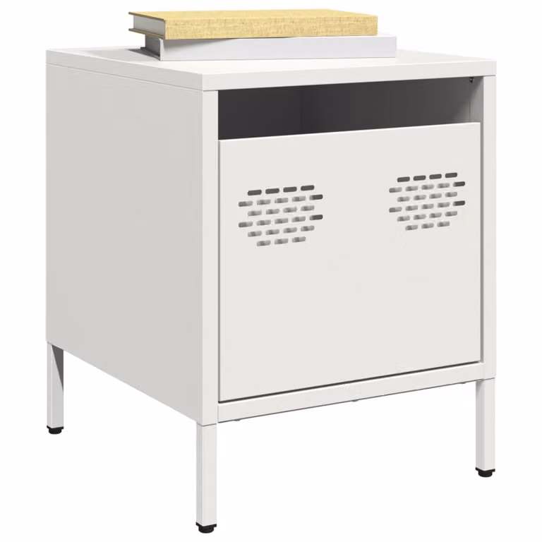 Comodino vidaXL in metallo bianco opaco L/P/H: 35 x 39 x 43,5 cm