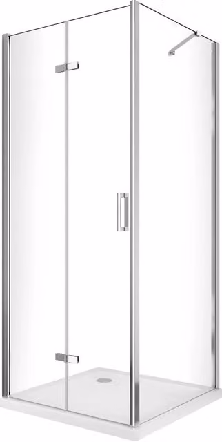 Box doccia pieghevole a libro con parete fissa laterale GIORGYSHOP, trasparente con finitura cromo, H 190 cm, L 87,5-90 cm, P 72,5-75 cm