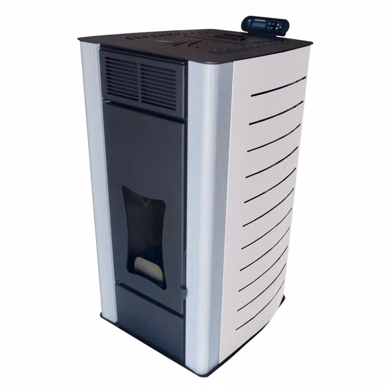 NEMAXX® P18 Stufa a pellet 18 kW fino a 300m³–AD ACQUA–ECO, Wi-Fi Ready,timer settimanale e termostato di sicurezza contro il surriscaldamento–Bianco