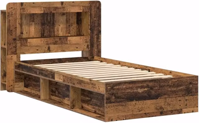 Letto singolo | Letto per adulti | Telaio del letto con storage Legno antico 80 x 200 cm