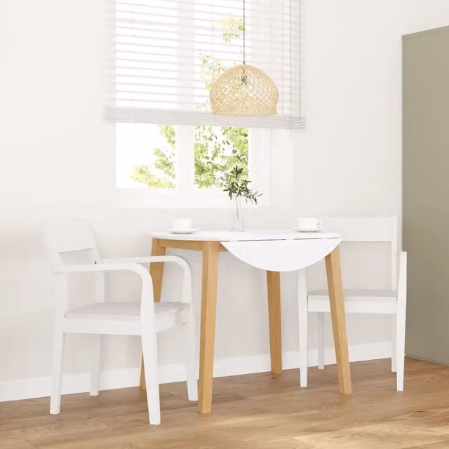 Set di 2 sedie da pranzo moderne vidaXL in legno di Hevea bianco opaco con braccioli