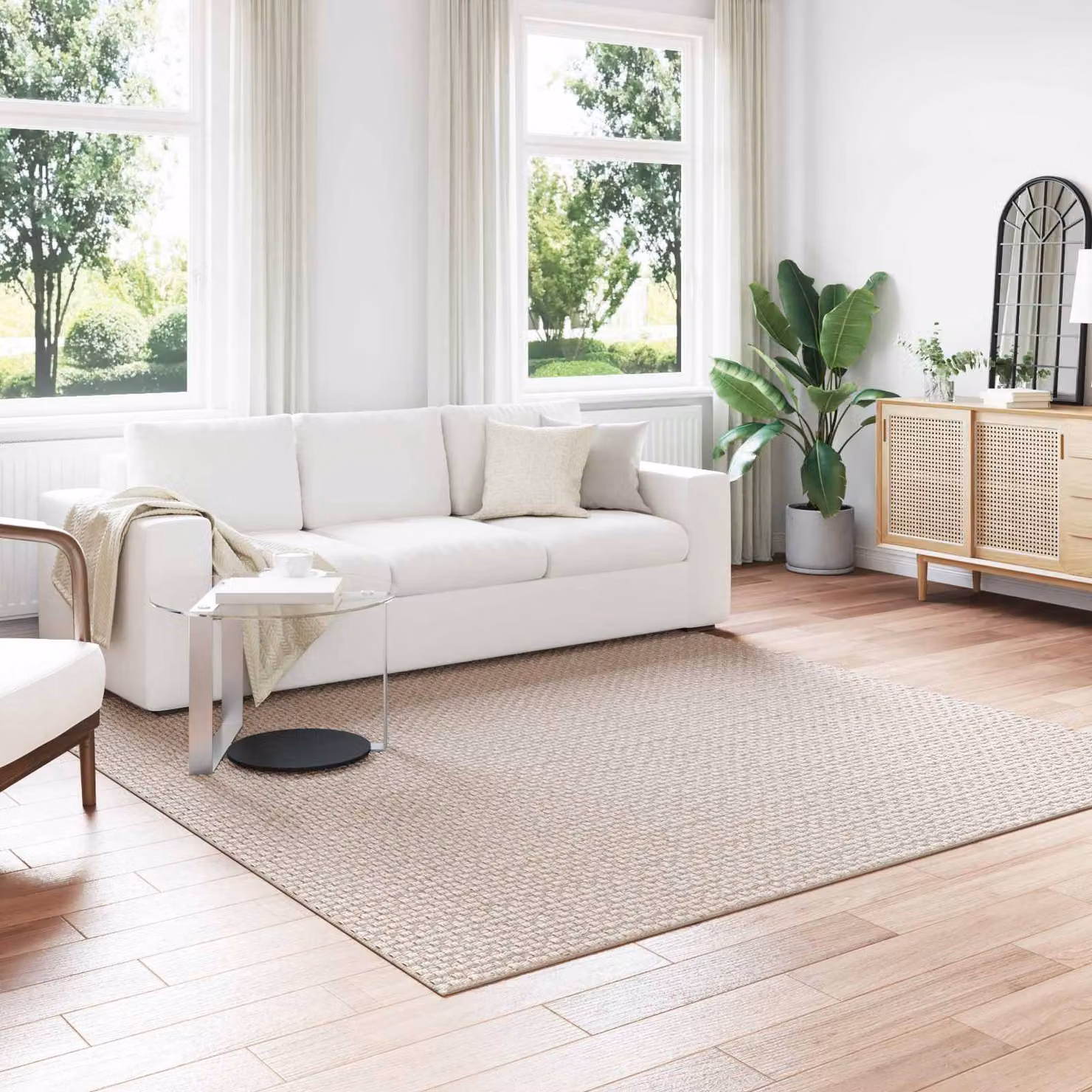Tappeto Quadrato FARO vidaXL Crema in Poliestere Antiscivolo e Lavabile 240 x 240 cm