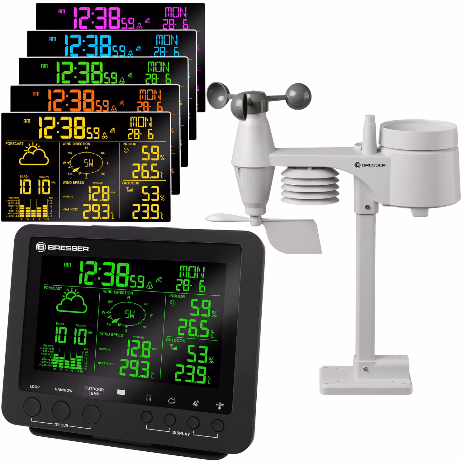 Bresser - 11430 - Stazione meteorologica professionale 5-in-1 con cambio di colore