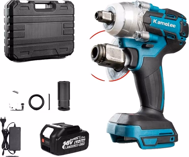 Avvitatore a impulsi elettrico Kamolee, coppia 520 N·m, batteria ricaricabile agli ioni di litio, tipo B, 1 batteria in plastica