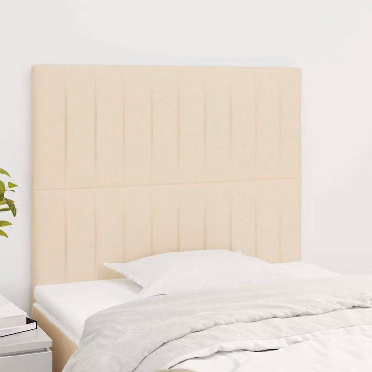 Testiera per letto vidaXL in tessuto beige con struttura in legno L: 80 cm, P: 5 cm, H: 118-128 cm