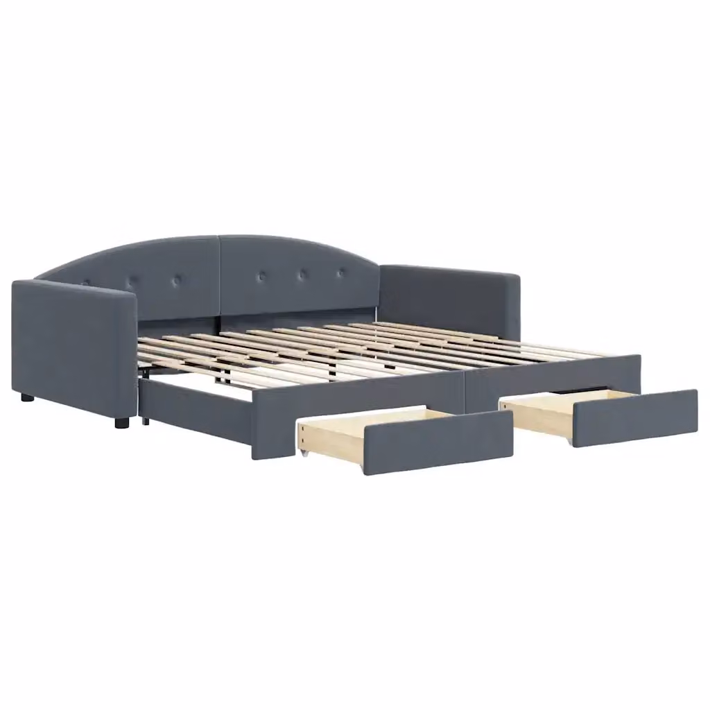 Divano Letto Estraibile vidaXL in Velluto Grigio con Cassetto per Soggiorno e Camera da Letto L: 200 cm, P: 100 cm, H: 75 cm – 2