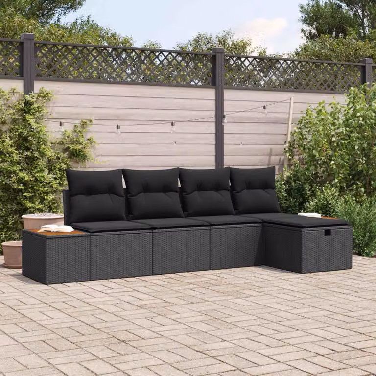 Maison Exclusive - Set da giardino composto da 6 pezzi, divano in rattan sintetico nero