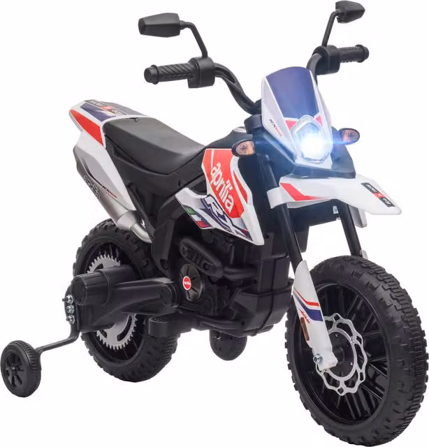 Moto Elettrica AIYAPLAY per Bambini da 37-96 Mesi con 12V Doppi Motori e Rotelle Rimovibili, Capacità 30kg, Bianco – 1