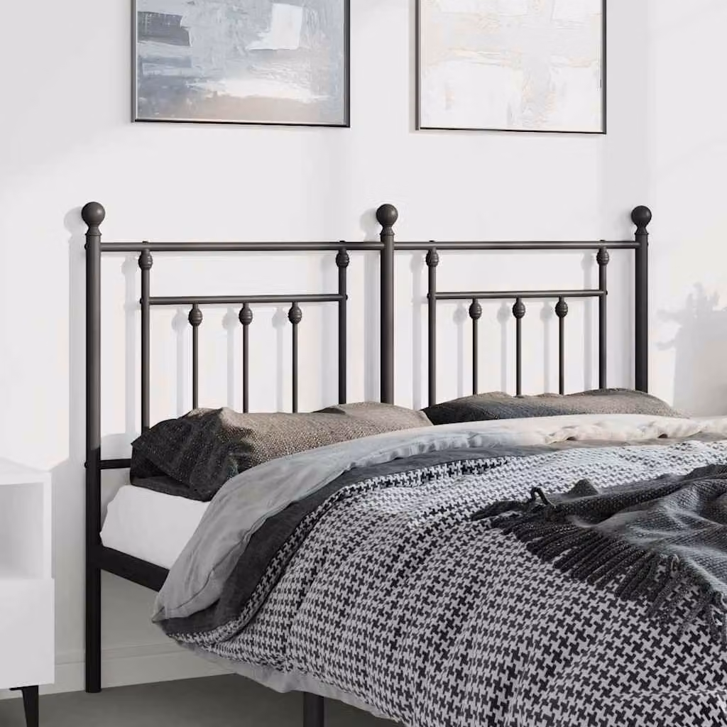 Testiera di ricambio vidaXL in metallo nero laccato, stile classico, L: 142 cm