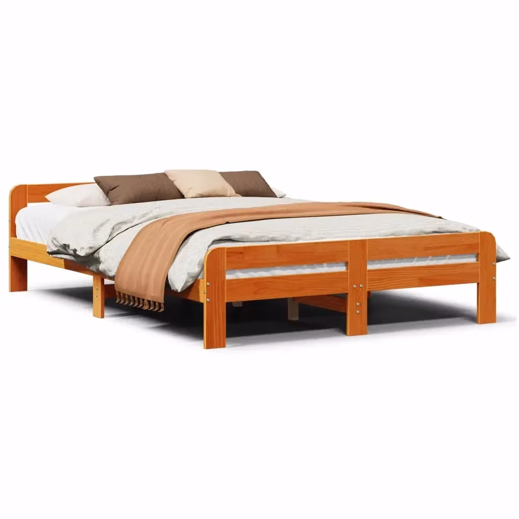 Giroletto vidaXL in legno massello di pino marrone cera con doghe fisse L/P/H: 200 x 140 x 23 cm – 2