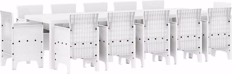 Set da Pranzo per Giardino con cuscino 13 pcs Bianco