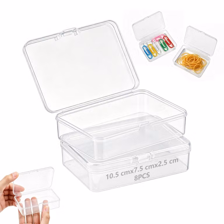 Contenitori con coperchio, 8 pezzi, dimensioni 105 x 75 x 25 mm, in plastica, per l'organizzazione