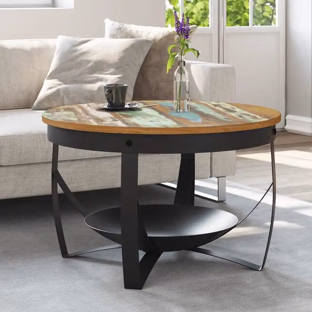 Tavolino da Salotto-Tavolino da soggiorno-Tavolo ?68x43 cm in Legno Massello di Recupero