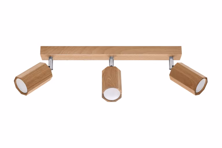 Lampada da soffitto ZEKE 3 rovere 3xGU10 10W legna 20x5x45cm Sollux Lighting