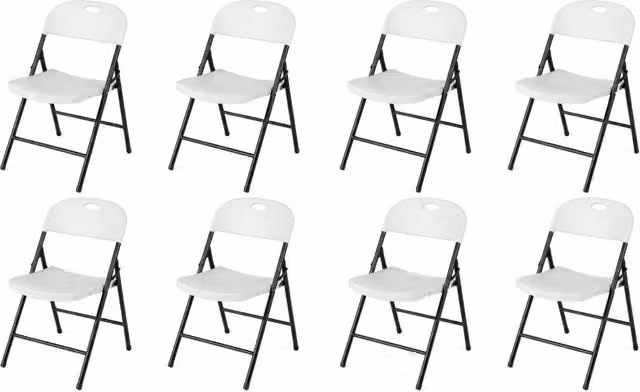 Set di 8 sedie pieghevoli salvaspazio da cucina in pp e metallo, Sedia ergonomica per sala pranzo soggiorno ufficio e giardino