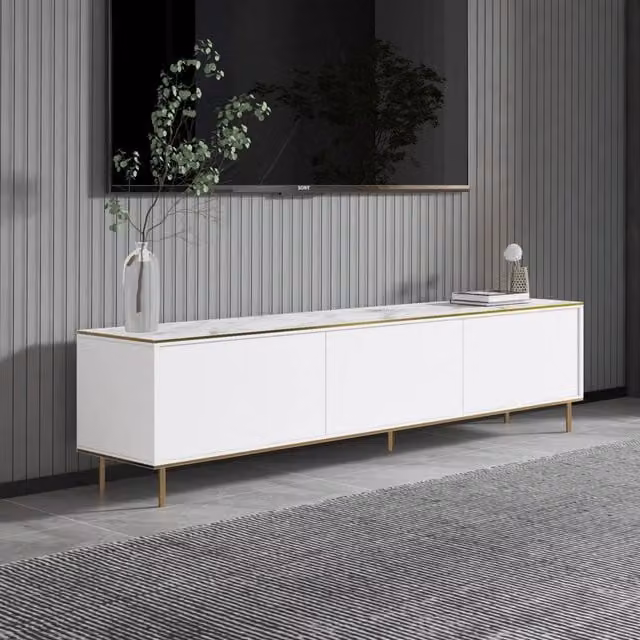 Mobile porta TV Sassello DMORA Bianco Moderno L: 180 cm, P: 35 cm, H: 45 cm – 1