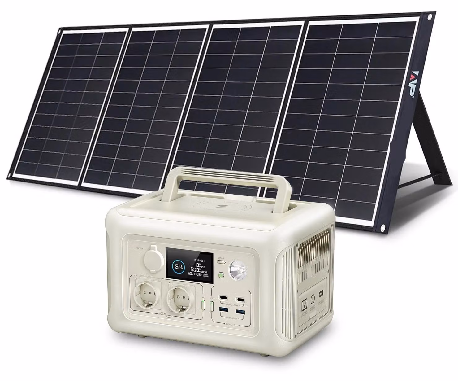 Centralina portatile – Power bank – Generatore di corrente – Generatore – Potenza di 600W – con pannello solare da 200W
