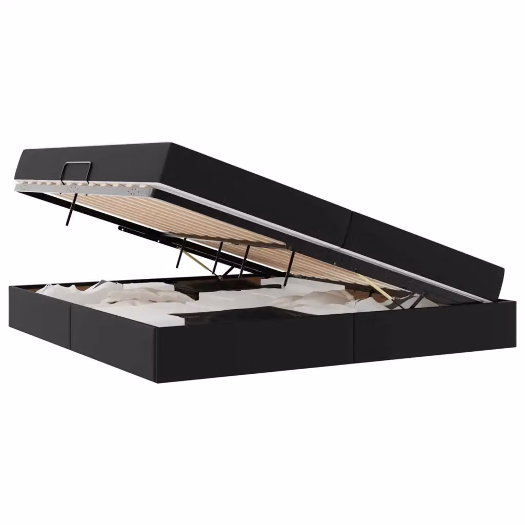 Letto con contenitore e 2 materassi ibridi vidaXL in ecopelle nera L/P/H: 200 x 200 x 43,5 cm – 2