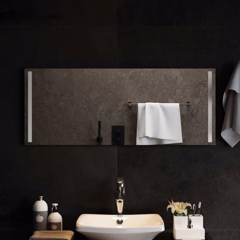 Specchio da bagno moderno vidaXL con illuminazione LED in vetro temperato, L 100 cm x P 40 cm