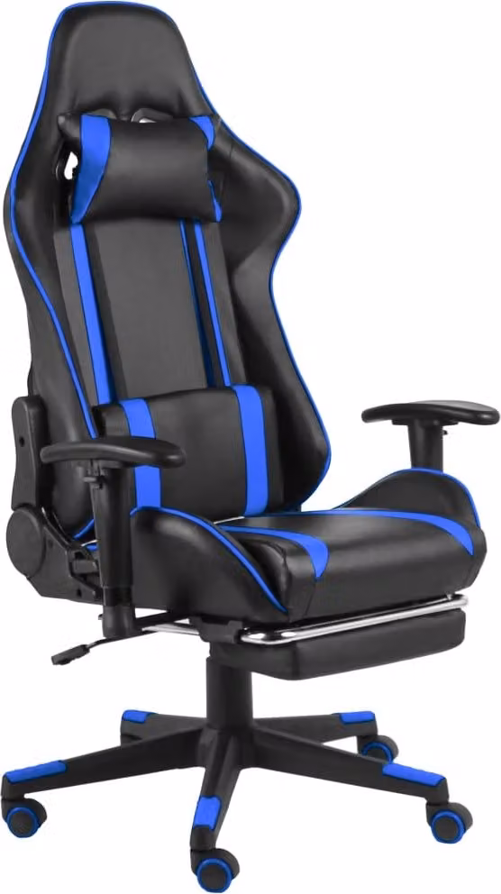 The Living Store Sedia da gioco con poggiapiedi girevole in PVC blu