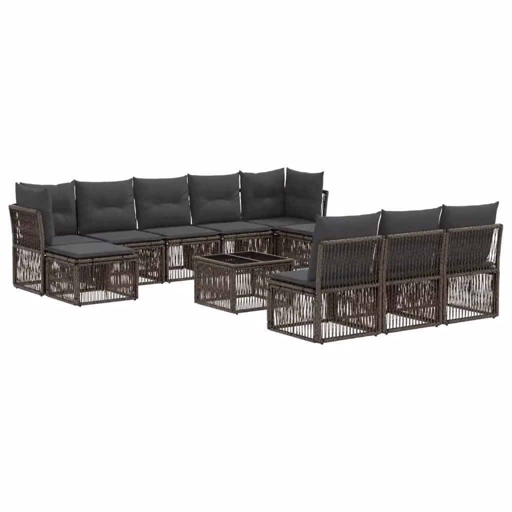 Set Divano da Giardino a L vidaXL 11 pz Grigio con Cuscini e Tavolino – 2