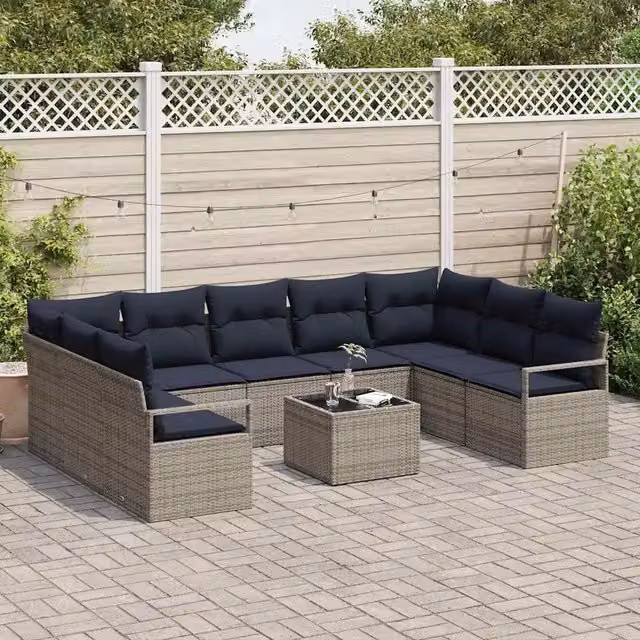 Set di divani 10 pz Grigio polyrattan 3346555