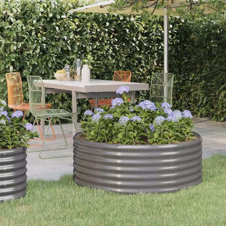 vidaXL Letto rialzato da giardino in acciaio zincato grigio L/P/H: 100 x 100 x 36 cm