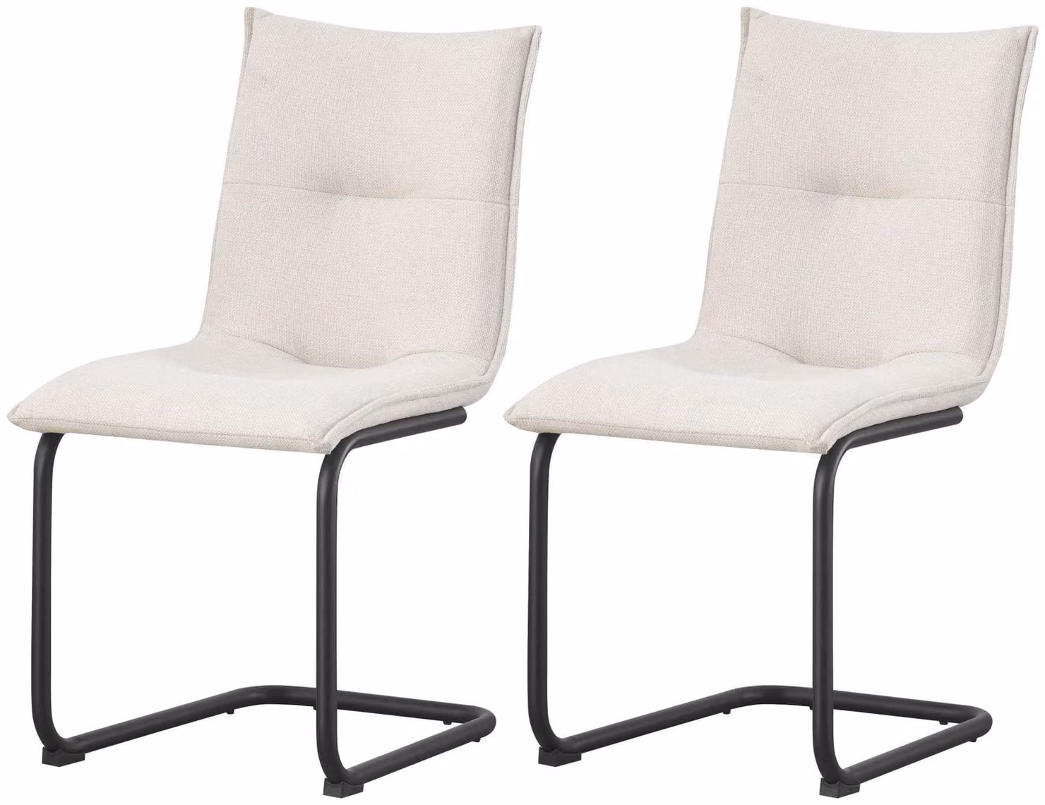 xonox.home Set di 2 sedie Swing Sonja in tessuto intrecciato crema (L/H/D): 46 x 89 x 57 cm