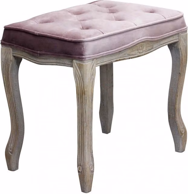 Sgabello Marly GIORDANOSHOP in velluto rosa con struttura in legno L/P/H: 50 x 36 x 47 cm – 1
